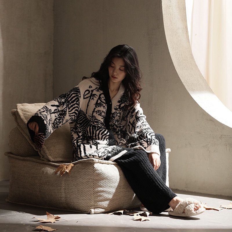 Casual Fleece-lined Loungewear Two-piece Suit