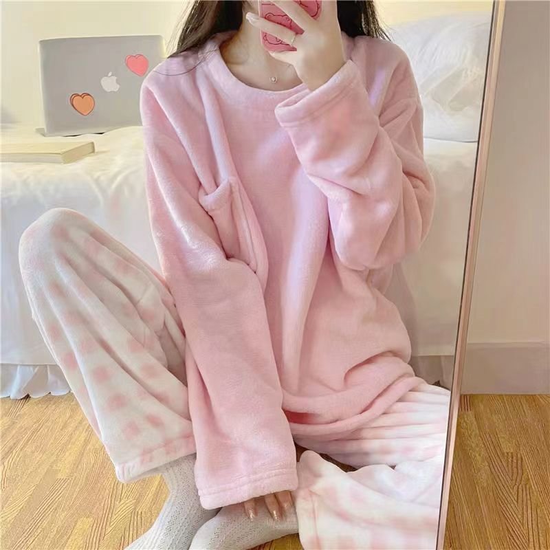 Autumn And Winter New Flannel Thickened Cute Loungewear