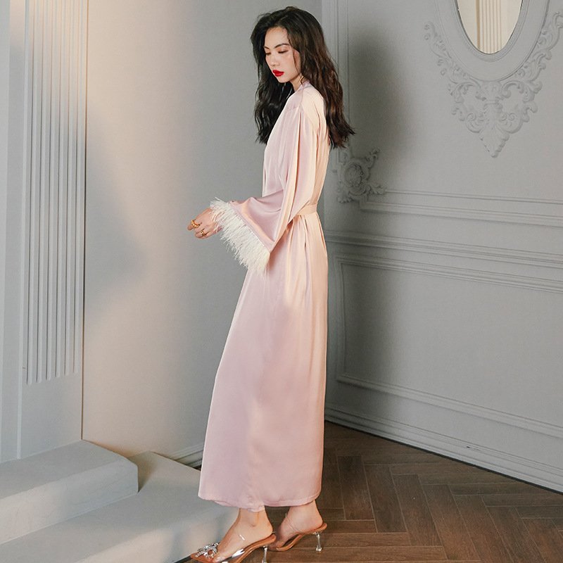 Long Sleeve Ladies Satin Loungewear Thin Suit