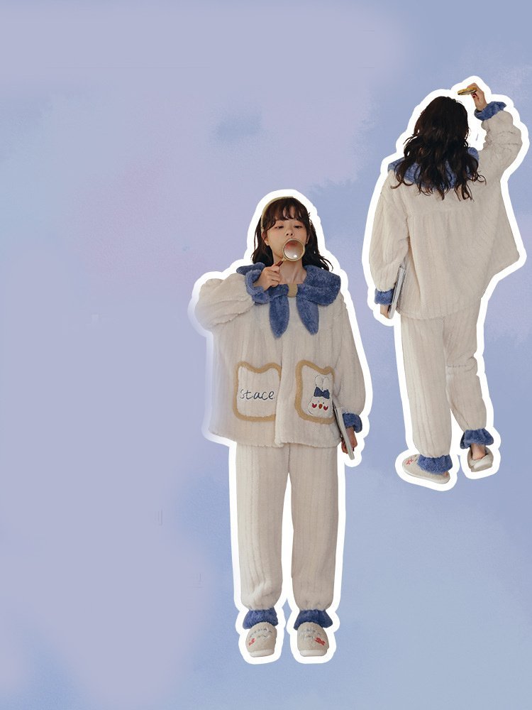 Cute Women’s Flannel Long Thickened Loungewear
