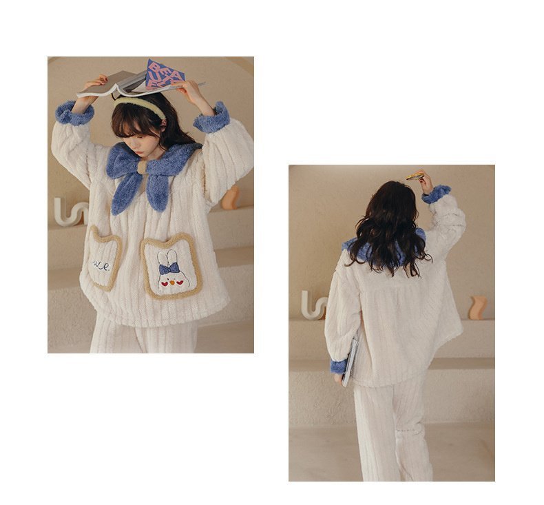 Cute Women’s Flannel Long Thickened Loungewear