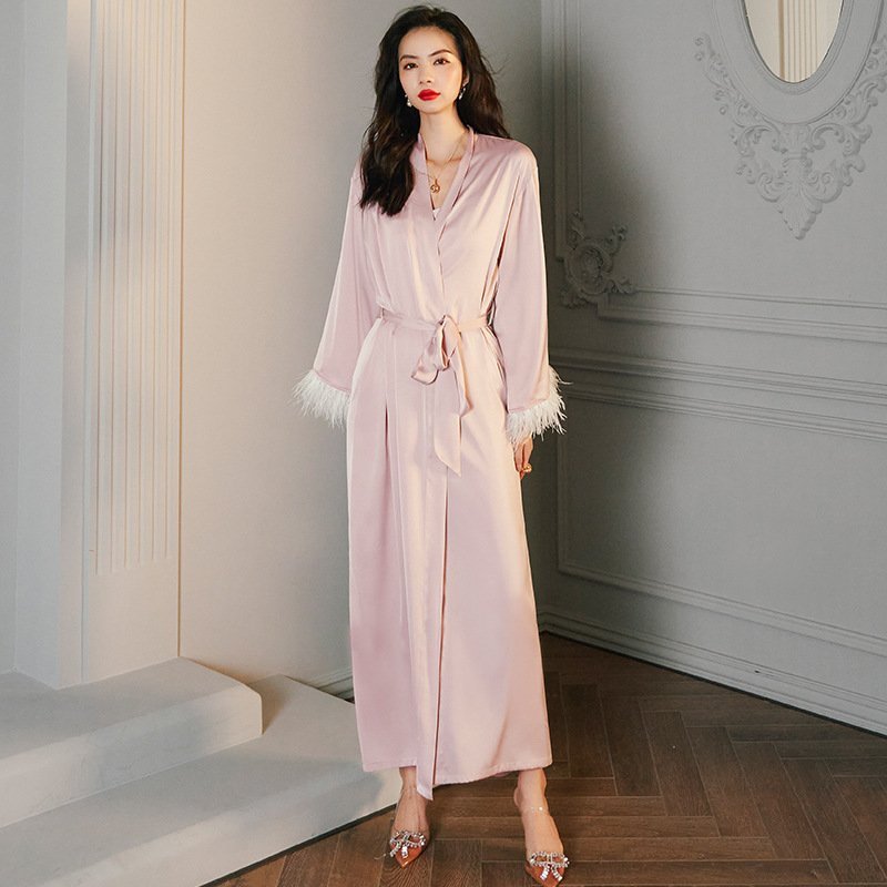 Long Sleeve Ladies Satin Loungewear Thin Suit