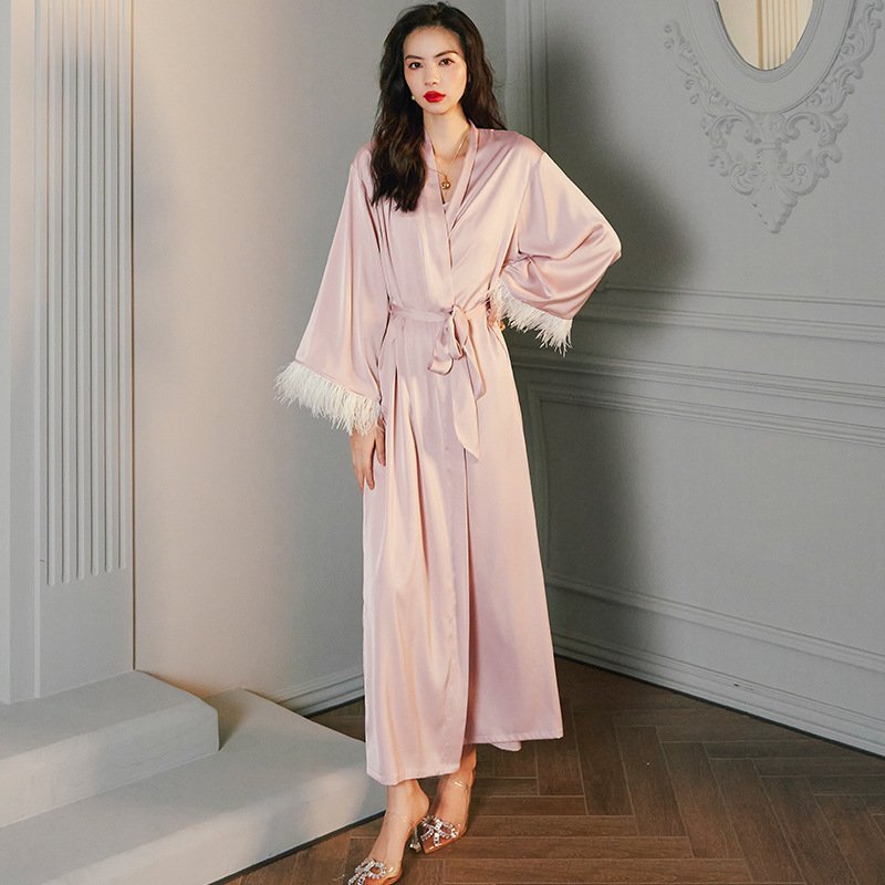 Long Sleeve Ladies Satin Loungewear Thin Suit