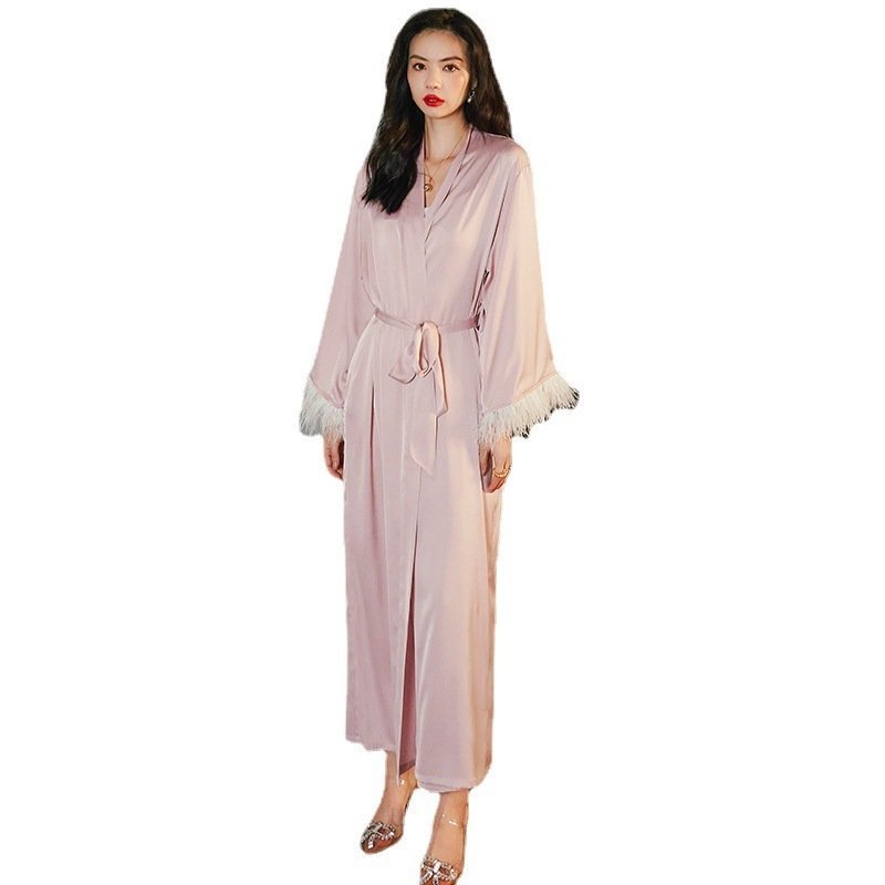 Long Sleeve Ladies Satin Loungewear Thin Suit