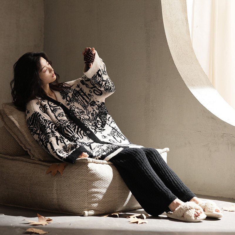 Casual Fleece-lined Loungewear Two-piece Suit